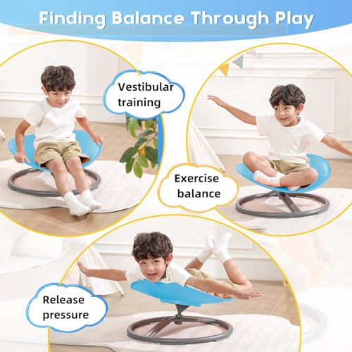 Sensory Swivel Chair for Kids, 360° Spinning Therapeutic Seat - Blue