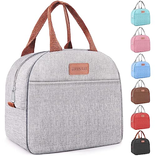 EASYFUN Insulated Lunch Bag for Men and Women, Grey Leakproof Lunch Box