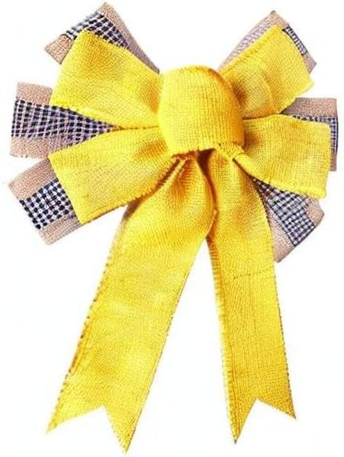 Large Burlap Yellow Wreath Bow - Perfect Tree Topper for Indoor & Outdoor Spring/Summer Decor