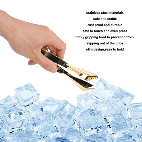 Gold Stainless Steel Ice Tongs for Serving Food & Barware