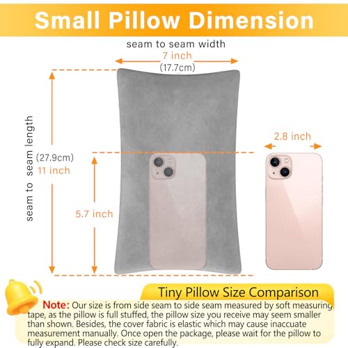 Memory Foam Mini Pillow 2-Pack, 11x7 Inches for Travel & Support