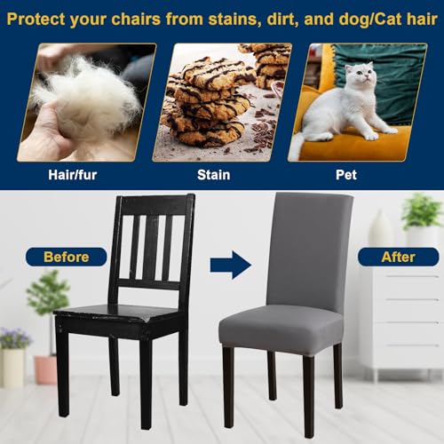 Stretch Dining Chair Covers Set of 6 - Removable & Washable