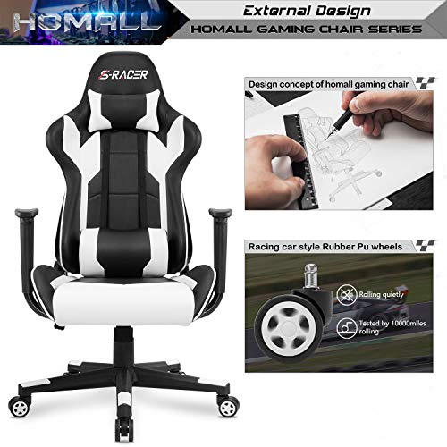 Ergonomic High Back Gaming Chair with Lumbar Support - Adjustable Recliner