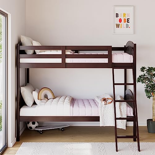 Convertible Twin-Over-Twin Bunk Bed - Solid Wood Kids Bed, Espresso