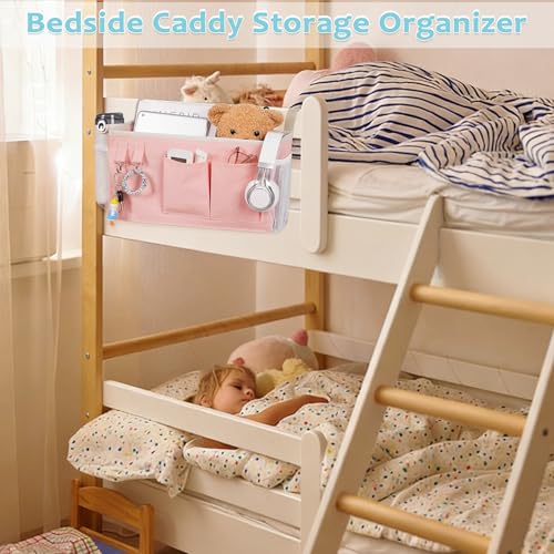 Bedside Caddy Hanging Storage Organizer Pocket for Bunk Bed Rails & Dorms