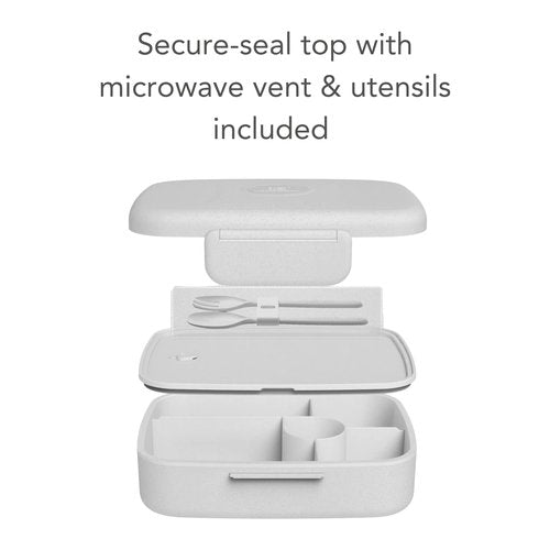 Fenrici Bento Box For Girls & Teens, Made with Plastic-Free Wheat Straw, Utensils Included, 5 Leakproof Compartments, Compatible Lunch Box, BPA-Free, Microwave, Dishwasher Safe, Purple