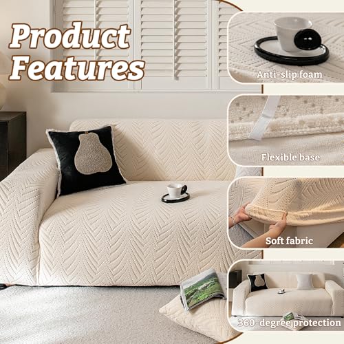 Stretch Sofa Cover for 2-3 Cushion Couch, Non-Slip & Washable