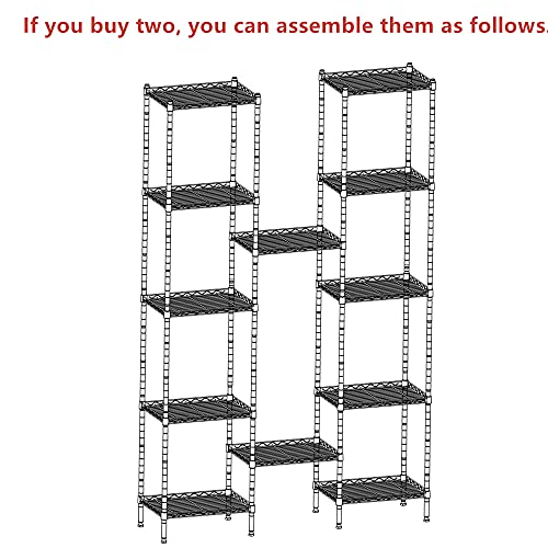 6-Tier Steel Wire Storage Rack Adjustable Shelving Unit Black