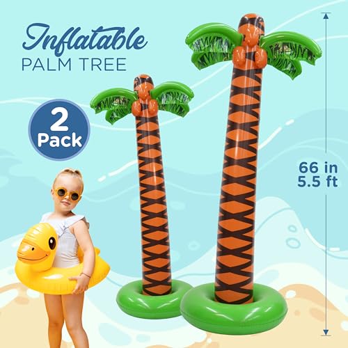 6 Ft Giant Inflatable Palm Trees (2-Pack) - Tropical Luau Party Decor