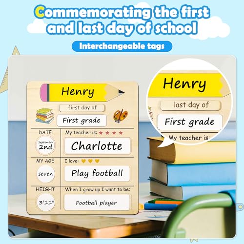 Reusable First and Last Day of School Sign - 9.8 x 11.8 Inch Photo Prop