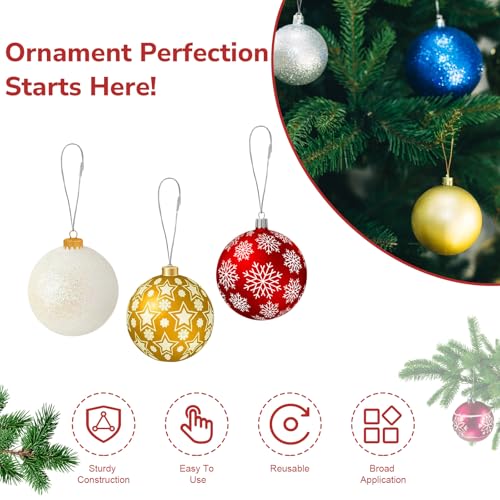 200 Pcs Precut Ornament String Hangers with Snap Fasteners - Gold & Silver