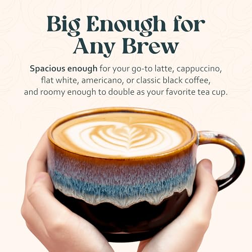 NOVA CERAMICS Monsoon 16oz Large Coffee Mug - Ceramic Drinkware with Handle