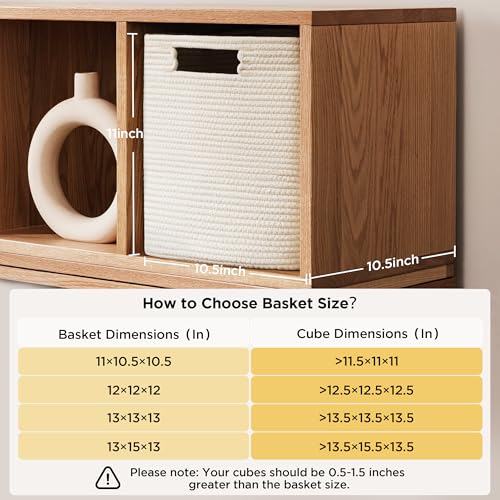 Cotton Rope Storage Cubes 4-Pack Woven Baskets for Shelves