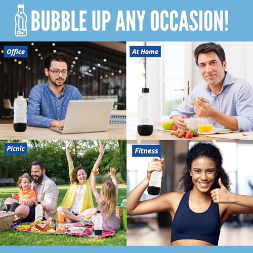 1-Liter Reusable Carbonating Bottles for Sparkling Water Makers, 2-Pack
