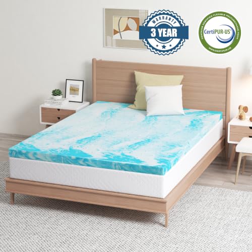 MLILY 3 Inch Twin Memory Foam Mattress Topper Cooling Gel Infused