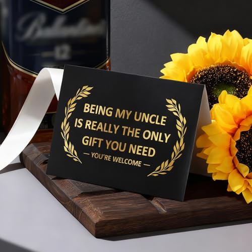 Pradnel Uncle Gift from Niece Nephew - Funny Uncle Gift Set for Men - Gift Box for Birthday, Christmas, Father's Day - Includes Tumbler & Candle - THIS listing