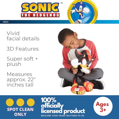 Franco Shadow The Hedgehog Super Soft Plush Cuddle Pillow Buddy, 22"