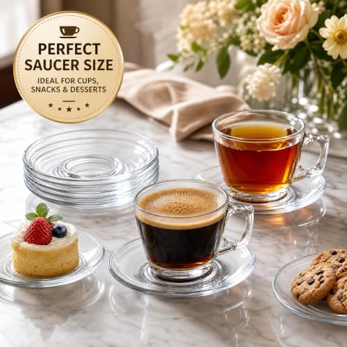 WUWEOT 12 Pack Small Glass Saucers 5.2 Inch Clear Round Coffee Tea Plates