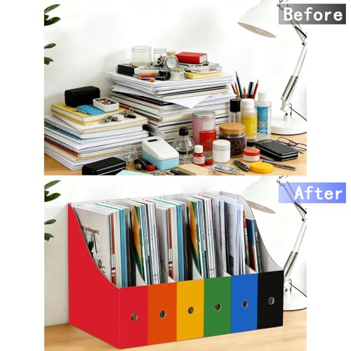 12-Pack Cardboard Magazine File Holders - Desktop Document Organizer