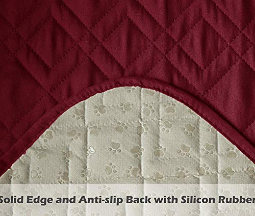 Waterproof Sofa Slipcover - Quilted Furniture Protector for Pets & Kids (Burgundy, 68")