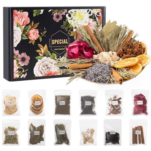 12-Piece Natural Simmer Pot Potpourri Kit for Home Fragrance and Aromatherapy