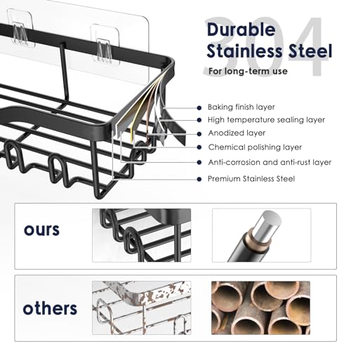 7-Pack Stainless Steel Shower Caddy Adhesive Organizer Shelf