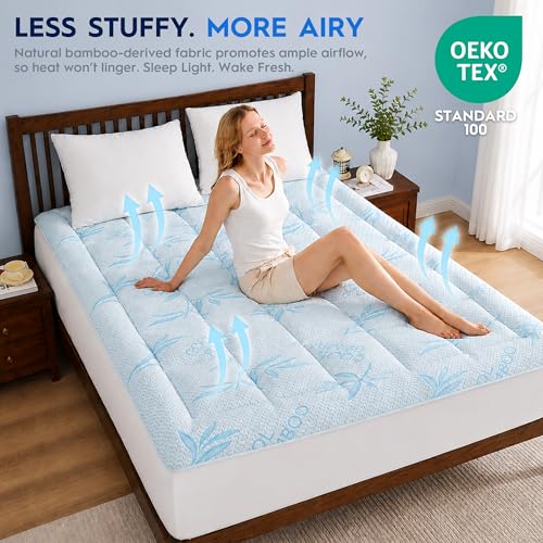 Cooling Waterproof Mattress Pad Queen Size with Memory Foam