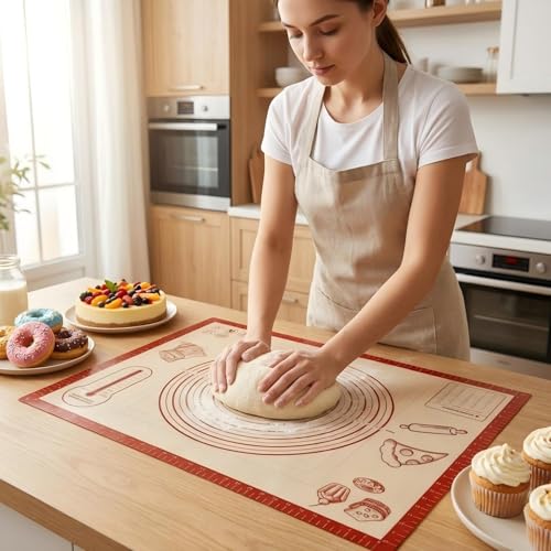 Extra Large Silicone Pastry Mat 28x20 Inch - Non-Stick Dough Rolling Mat