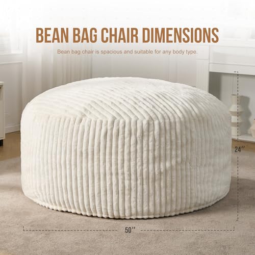 Oversized 6ft Memory Foam Bean Bag Chair with Washable Fluffy Cover