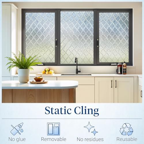 Decorative Frosted Window Privacy Film - Lattice Pattern, 17.5" x 78.7"