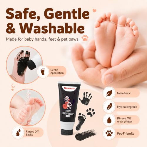 Non-Toxic Washable Baby Hand and Footprint Paint with Sponge Head - Black