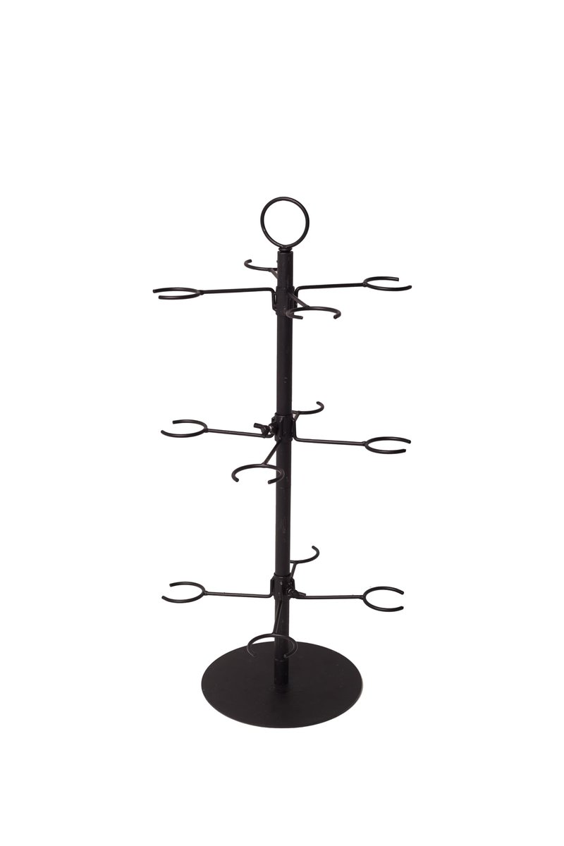 Cocktail Tree Stand, Metal Drink Tower, 3 Tier - 12 Holders For Champagne, Martini, Margarita Cups (Black)