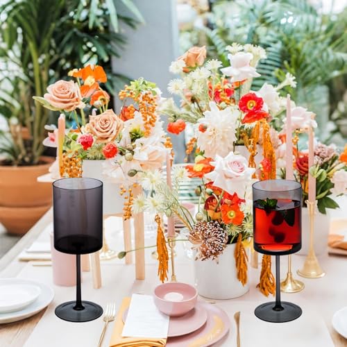 Black Plastic Champagne Flutes Set 48 Pcs 10oz Reusable Wedding Drinkware
