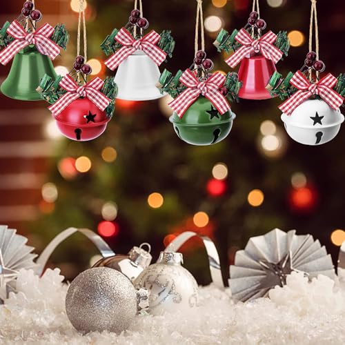 2.2-Inch Decorative Metal Jingle Bells for Christmas Ornaments, Set of 6