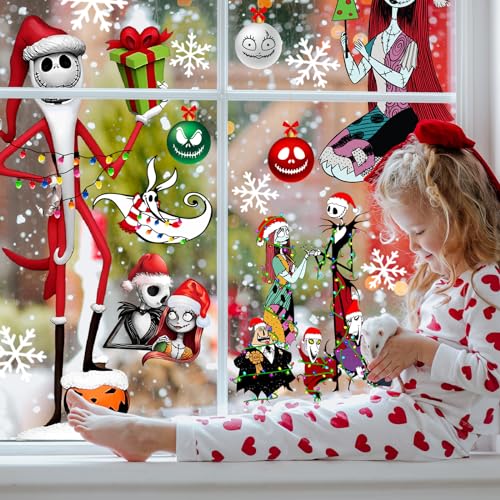 Gumwaqu 9-Pack Christmas Window Clings Holiday Decor for Glass Windows