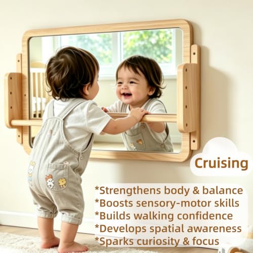 3-in-1 Montessori Baby Tummy Time Mirror with Adjustable Pull-Up Bar