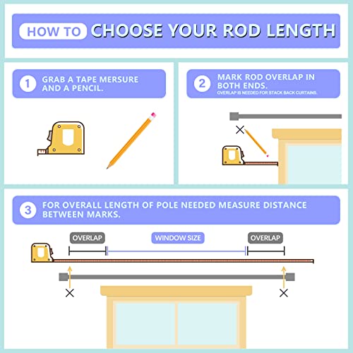 Byondeth Heavy Duty Adjustable Curtain Rod 16 to 144 Inches Black