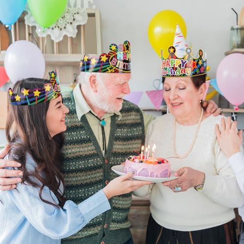 Birthday Party Crowns - 30 Pack Paper Happy Birthday Hats for Kids Party