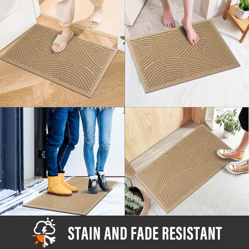 Absorbent Front Door Mat - Non-Slip Indoor Outdoor Doormat, 29x17, Beige