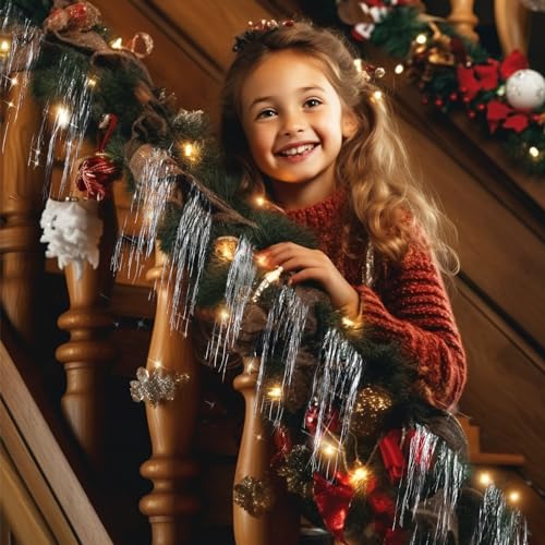 Silver Tinsel Icicle Strands for Christmas Tree Decor - 5000 Strands, 19 Inch