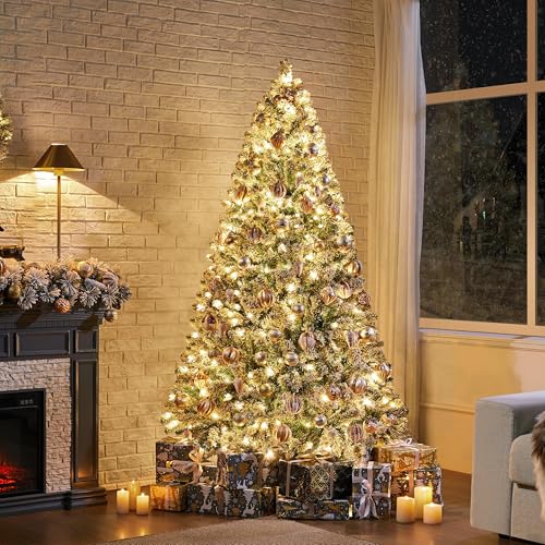 6ft Pre-Lit Snow Flocked Artificial Christmas Tree with 250 Warm Lights