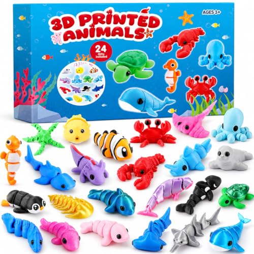 24-Day Christmas Advent Calendar with 3D Printed Sea Animal Fidget Toys