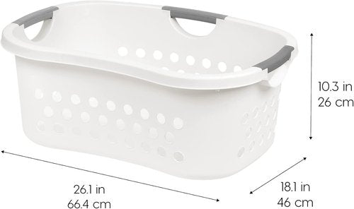 IRIS USA 50L Plastic Laundry Basket - Comfortable Carry Handles, Ventilated Design | 3-Pack, White