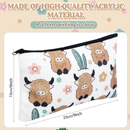 Skylety Highland Cow Gift Set – Highland Cow Glass Cup, Makeup Bag & Socks (Variation: Highland Cow) for Women