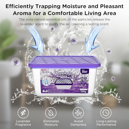 Lavender Scented Moisture Absorber & Dehumidifier 6 Pack for Closet