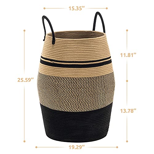 Large 105L Cotton Rope Laundry Basket - Woven Blanket & Toy Storage Hamper