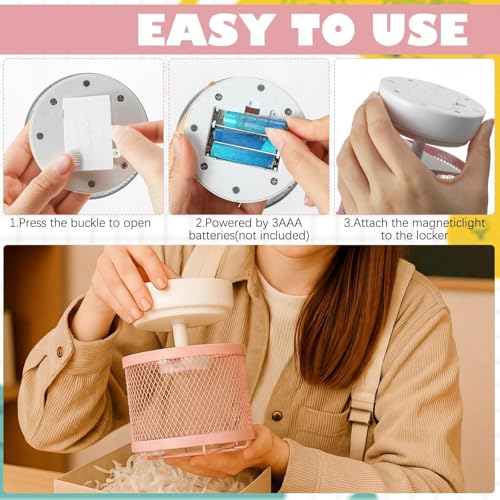 Magnetic LED Locker Light for School Students - Pink Manual Switch Lamp