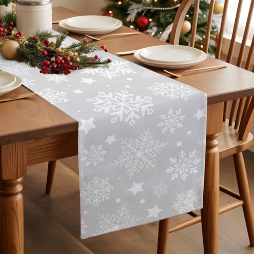 Futuregrace Christmasfge0250 13x36in Snowflake Table Runner Cotton Linen