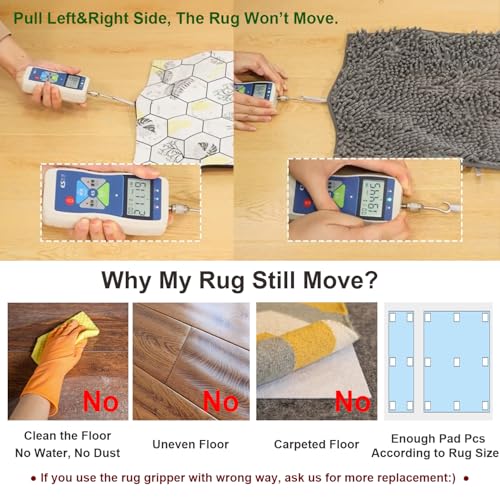 8-Pack Anti-Slip Rug Grippers for Hardwood Floors, Washable Carpet Pad