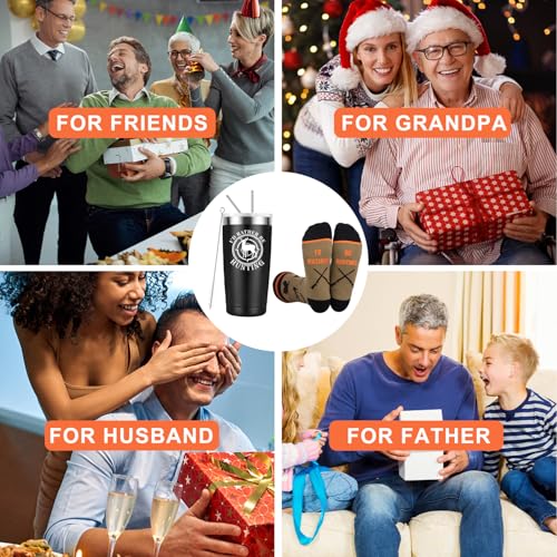 Hunting Gifts for Men - Insulated 20 oz Travel Mug & Funny Socks - Variation: Hunting